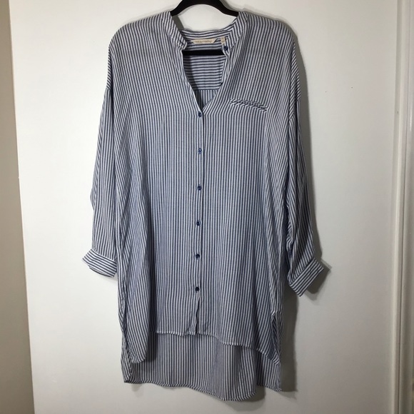 Soft Surroundings Small Shirtdress Blue Stripe - Picture 1 of 4